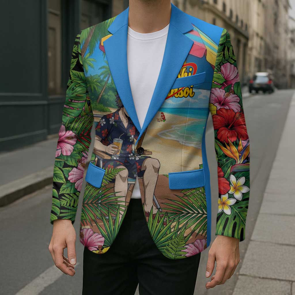 Hitoshi Shinso Summer Chill Blazer Tropical Anime Lounge Scene