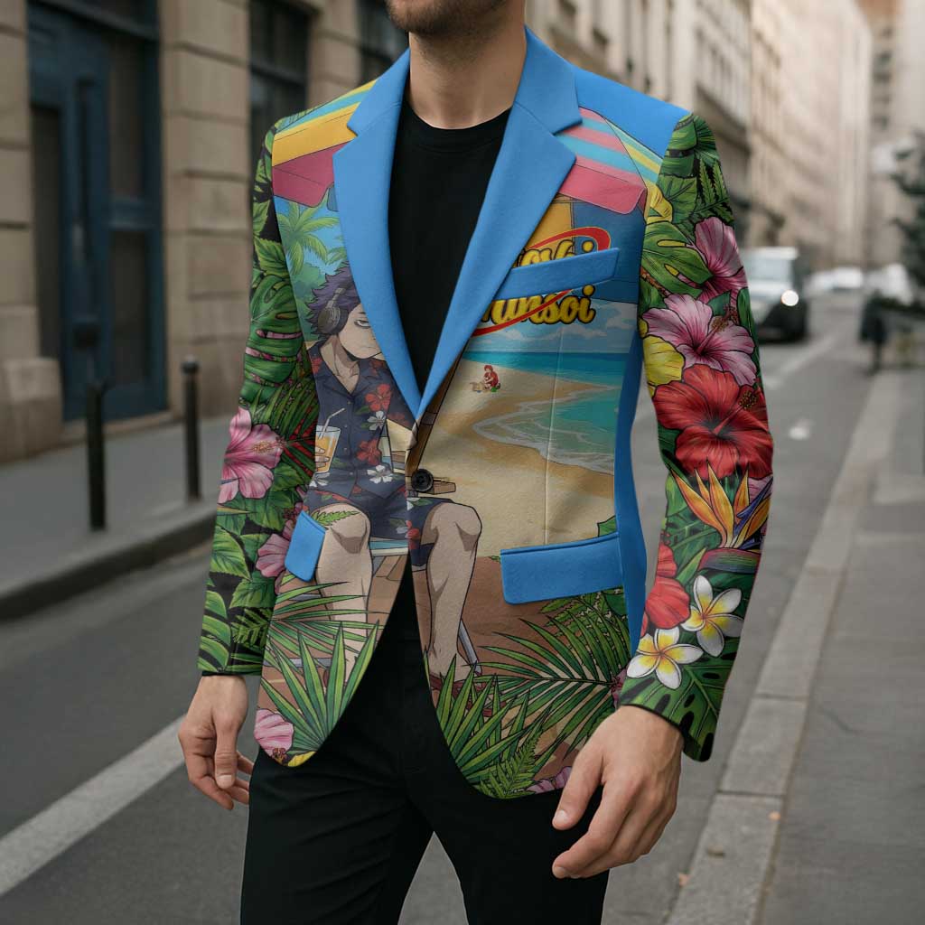 Hitoshi Shinso Summer Chill Blazer Tropical Anime Lounge Scene
