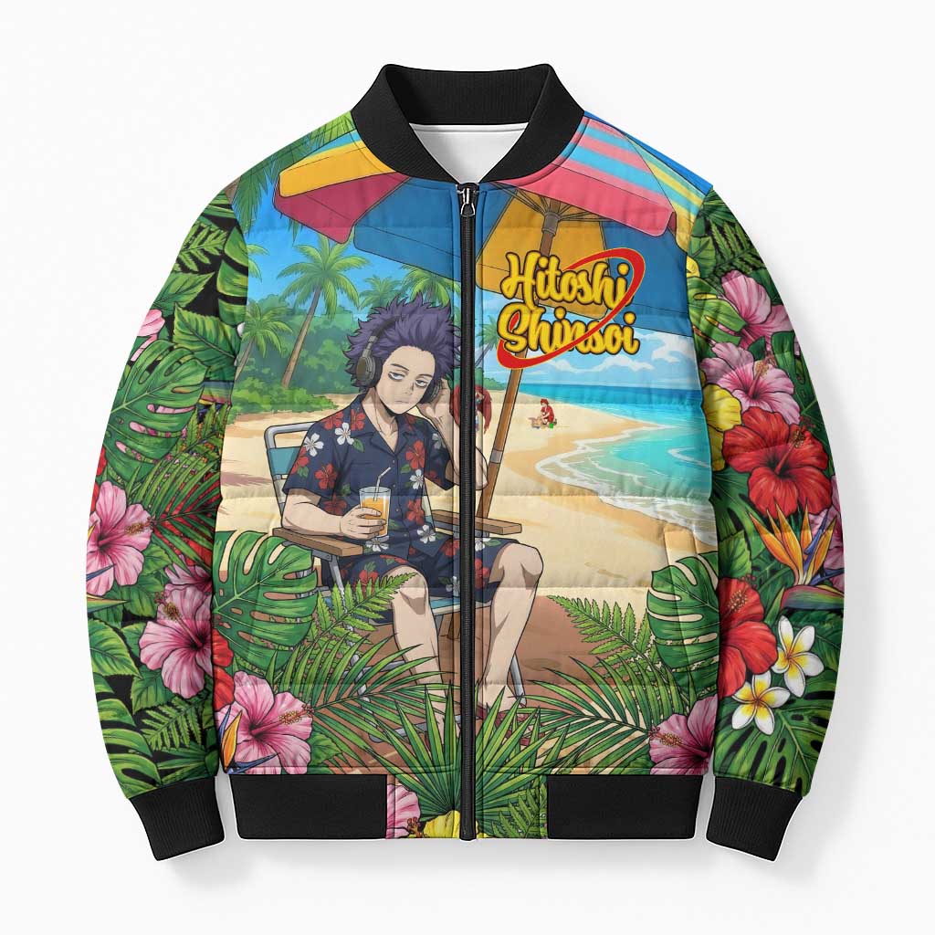 Hitoshi Shinso Summer Chill Bomber Puffer Jacket Tropical Anime Lounge Scene