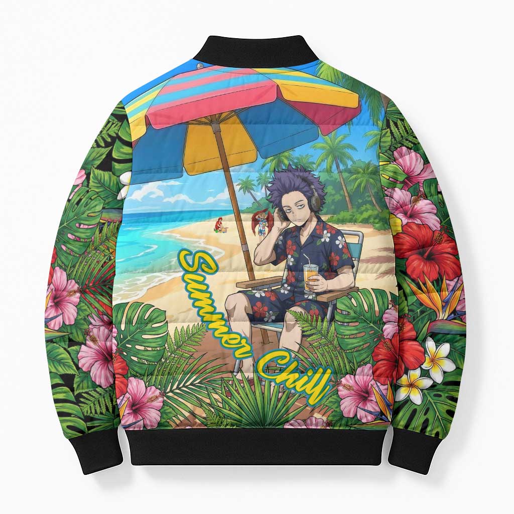 Hitoshi Shinso Summer Chill Bomber Puffer Jacket Tropical Anime Lounge Scene