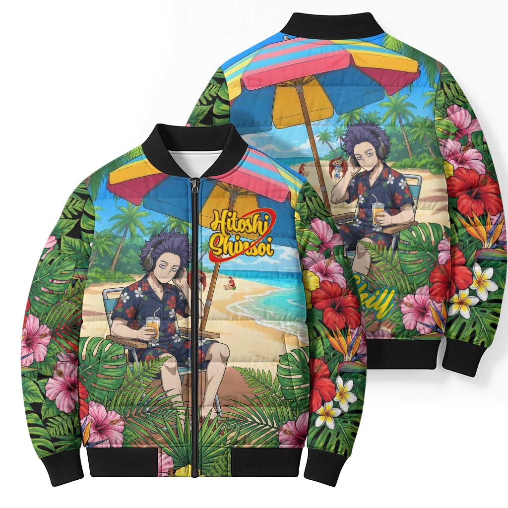 Hitoshi Shinso Summer Chill Bomber Puffer Jacket Tropical Anime Lounge Scene