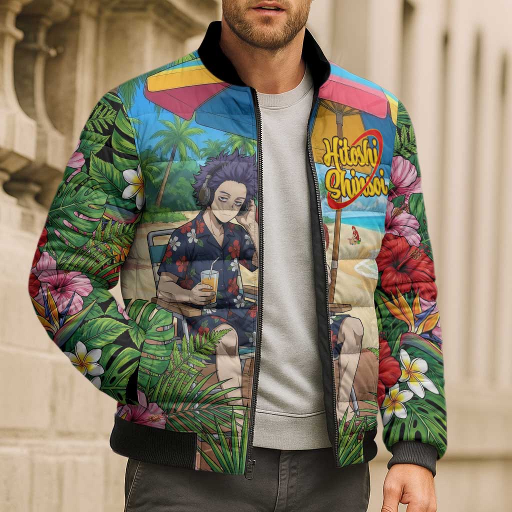Hitoshi Shinso Summer Chill Bomber Puffer Jacket Tropical Anime Lounge Scene