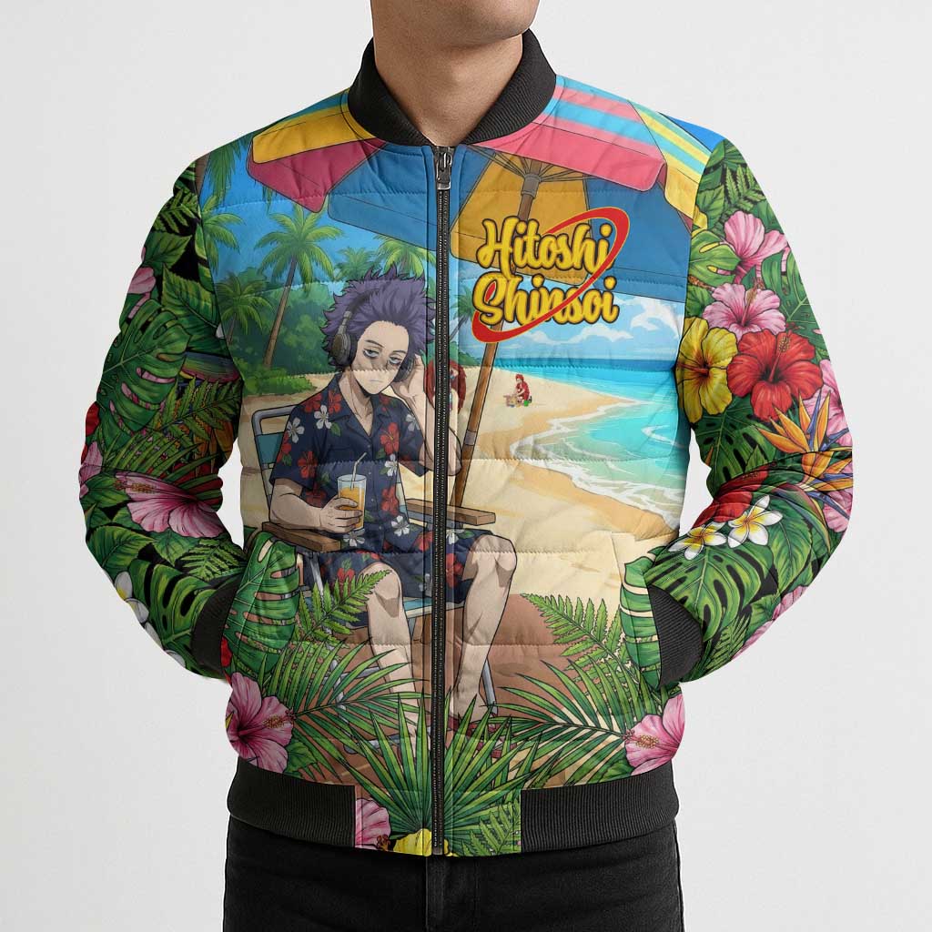 Hitoshi Shinso Summer Chill Bomber Puffer Jacket Tropical Anime Lounge Scene