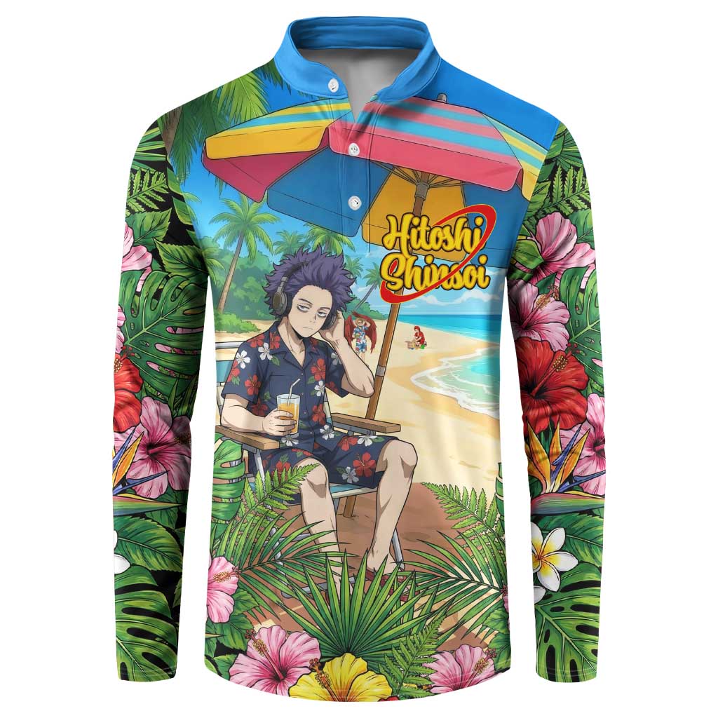 Hitoshi Shinso Summer Chill Button Sweatshirt Tropical Anime Lounge Scene