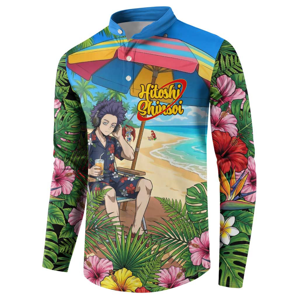 Hitoshi Shinso Summer Chill Button Sweatshirt Tropical Anime Lounge Scene