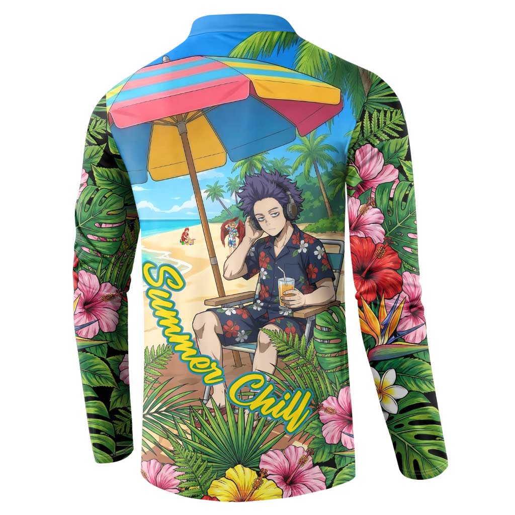 Hitoshi Shinso Summer Chill Button Sweatshirt Tropical Anime Lounge Scene