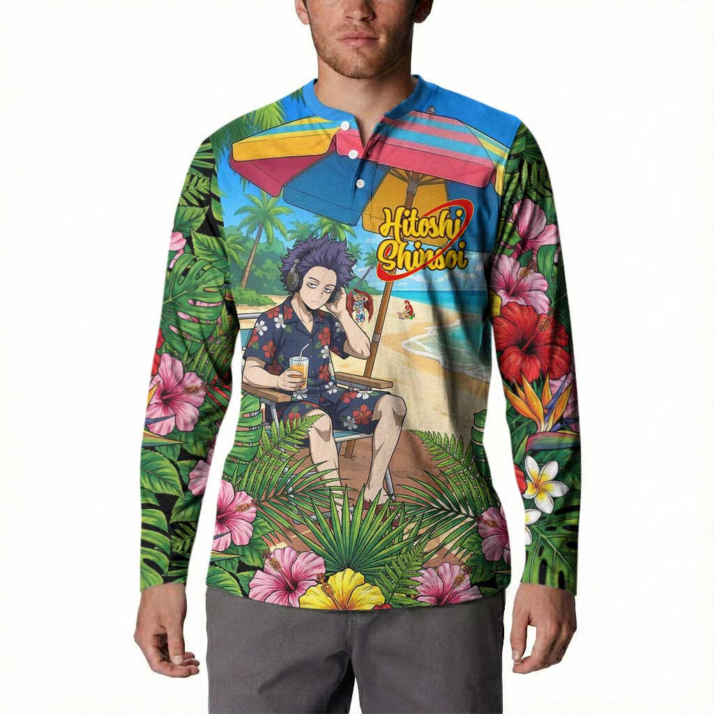 Hitoshi Shinso Summer Chill Button Sweatshirt Tropical Anime Lounge Scene