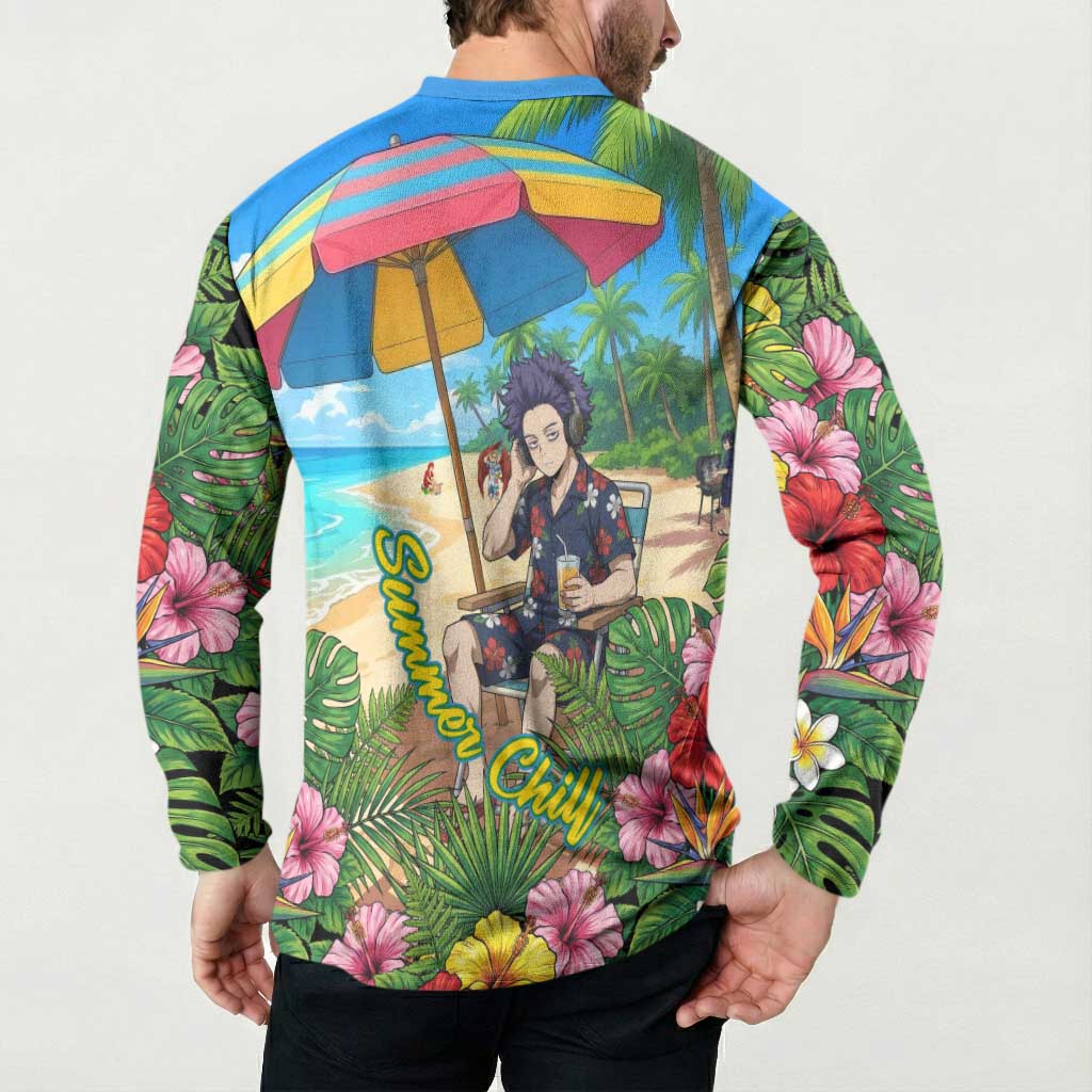 Hitoshi Shinso Summer Chill Button Sweatshirt Tropical Anime Lounge Scene