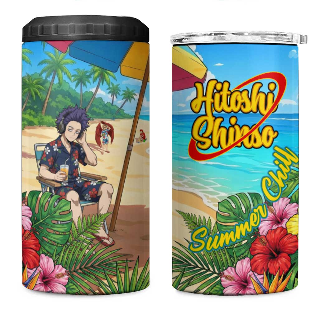 Hitoshi Shinso Summer Chill 4 in 1 Can Cooler Tumbler Tropical Anime Lounge Scene
