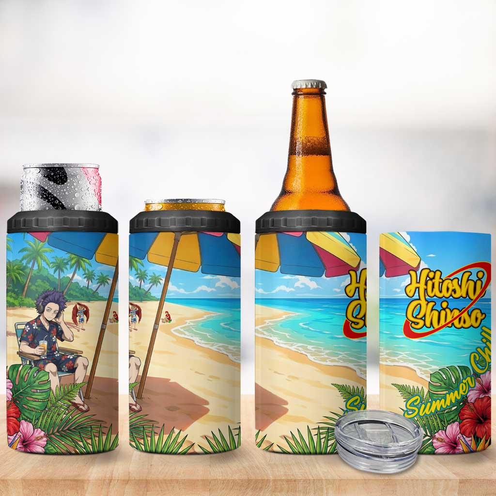 Hitoshi Shinso Summer Chill 4 in 1 Can Cooler Tumbler Tropical Anime Lounge Scene