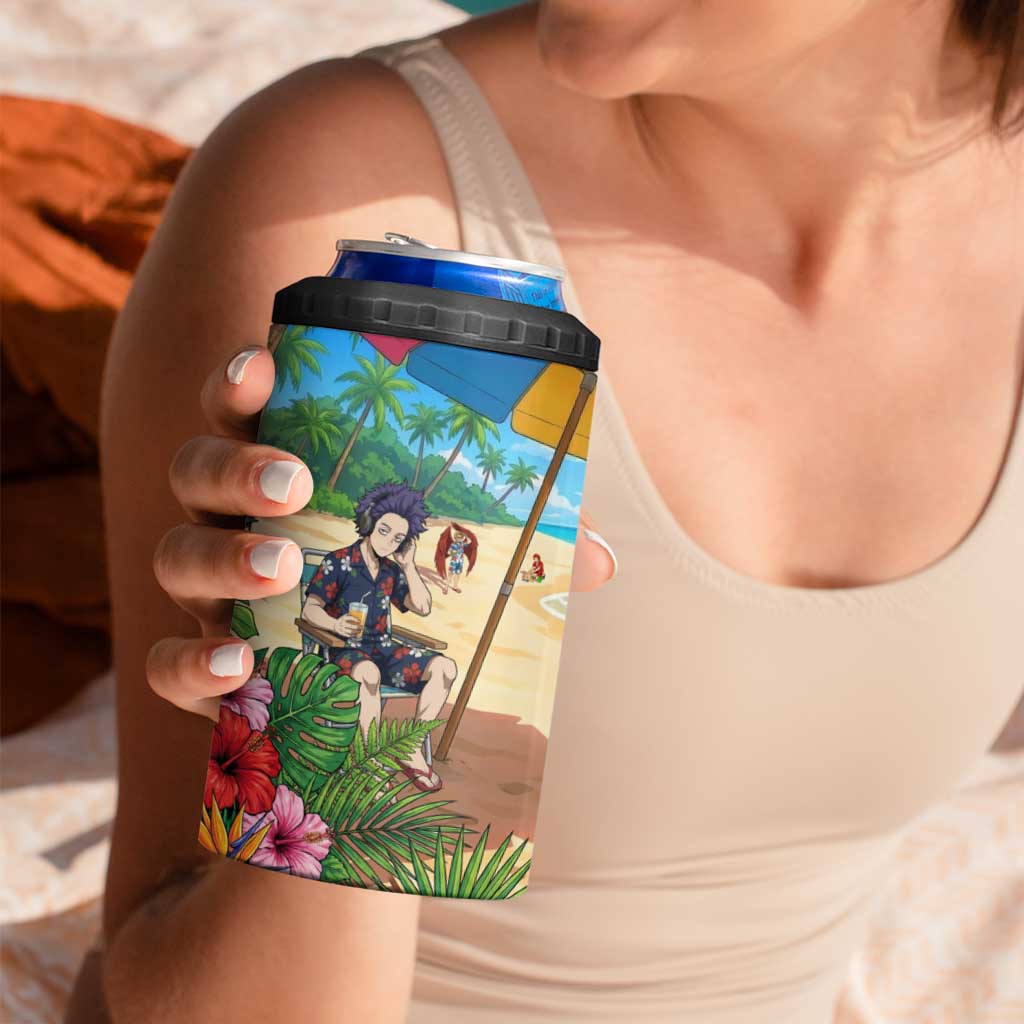 Hitoshi Shinso Summer Chill 4 in 1 Can Cooler Tumbler Tropical Anime Lounge Scene