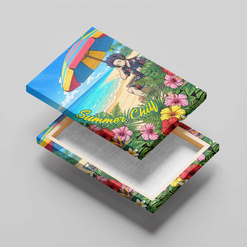 Hitoshi Shinso Summer Chill Canvas Wall Art Tropical Anime Lounge Scene