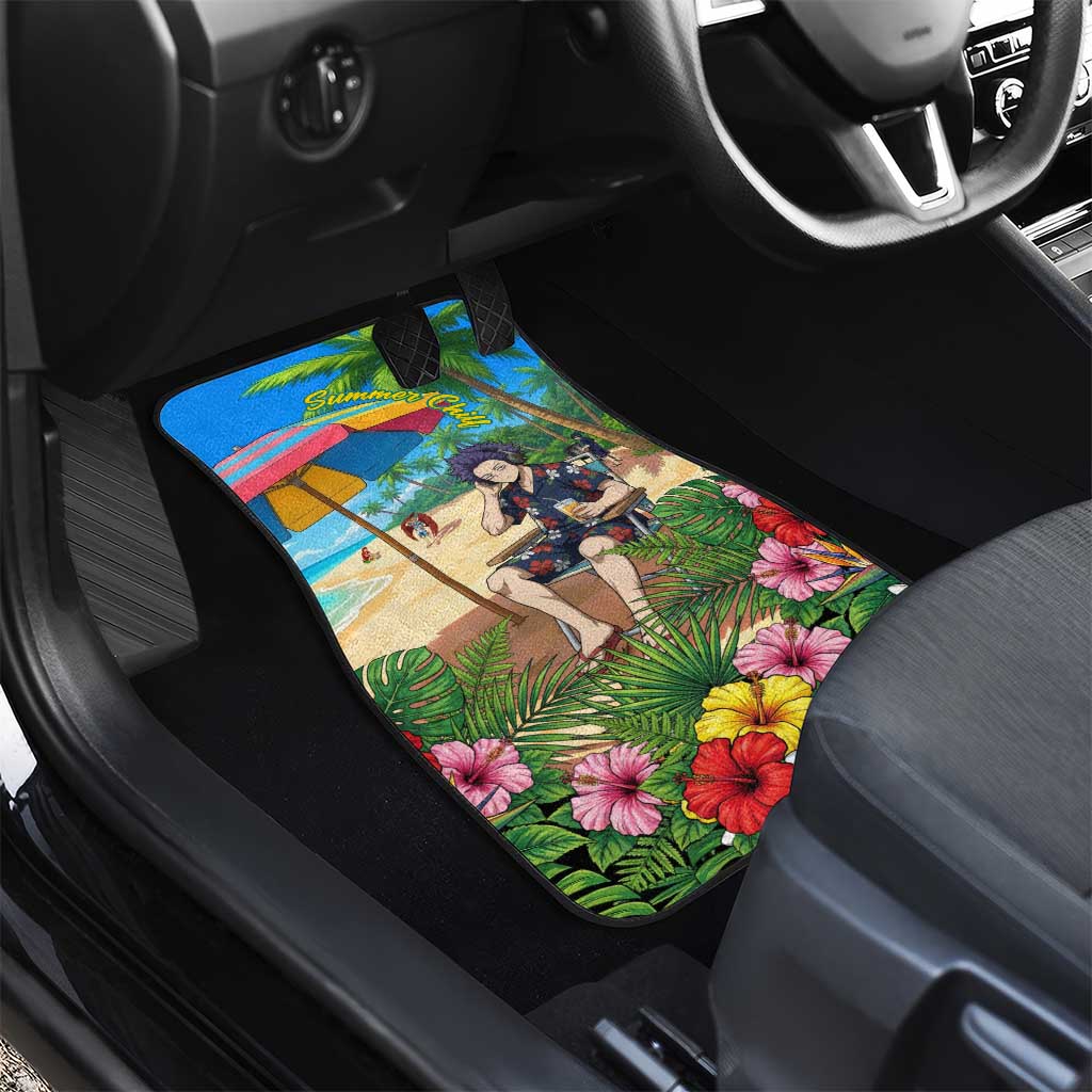Hitoshi Shinso Summer Chill Car Mats Tropical Anime Lounge Scene