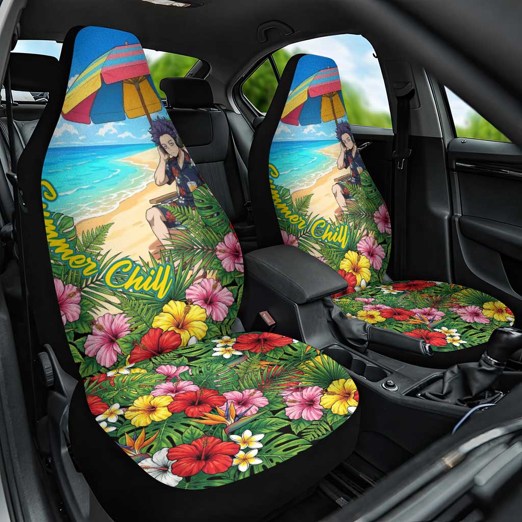 Hitoshi Shinso Summer Chill Car Seat Cover Tropical Anime Lounge Scene