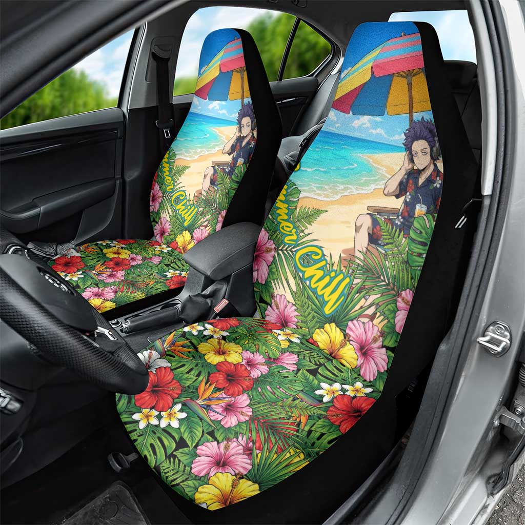 Hitoshi Shinso Summer Chill Car Seat Cover Tropical Anime Lounge Scene