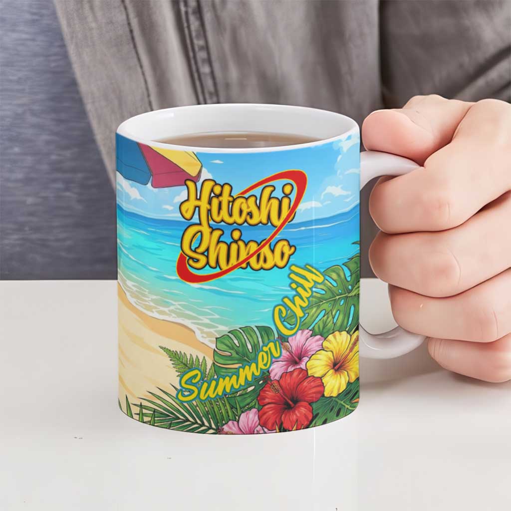 Hitoshi Shinso Summer Chill Ceramic Mug Tropical Anime Lounge Scene