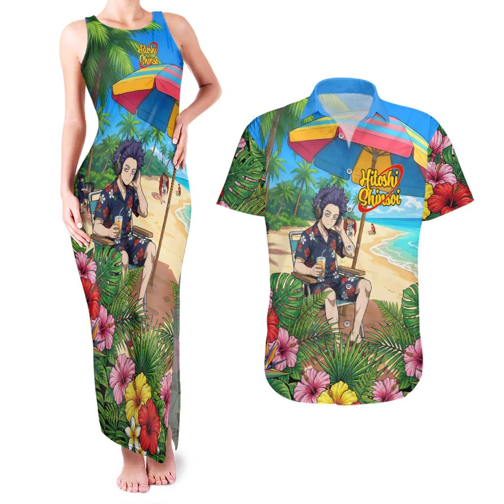 Hitoshi Shinso Summer Chill Couples Matching Tank Maxi Dress and Hawaiian Shirt Tropical Anime Lounge Scene