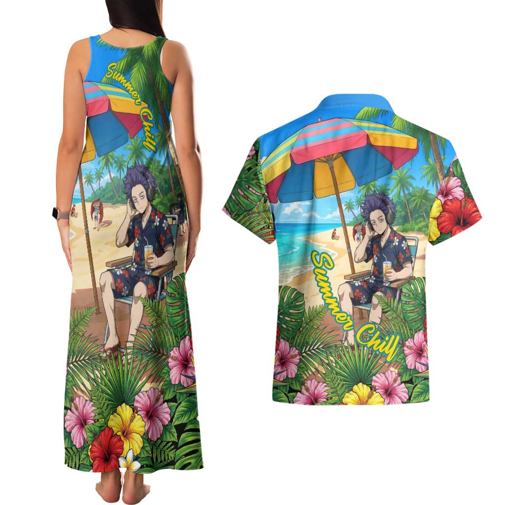 Hitoshi Shinso Summer Chill Couples Matching Tank Maxi Dress and Hawaiian Shirt Tropical Anime Lounge Scene