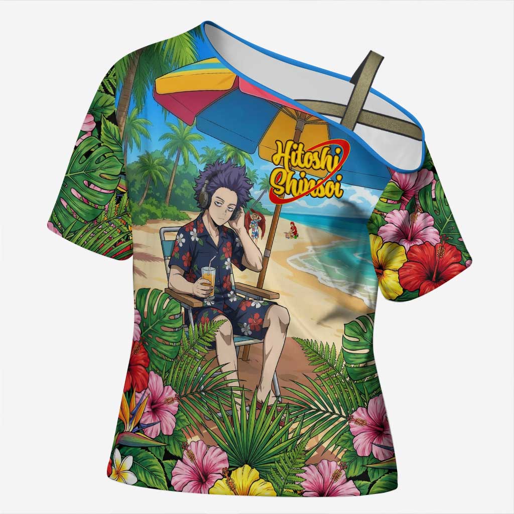 Hitoshi Shinso Summer Chill Cross Shoulder Shirt Tropical Anime Lounge Scene