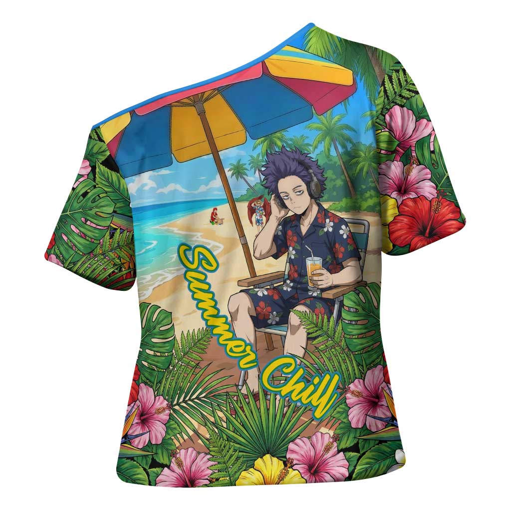 Hitoshi Shinso Summer Chill Cross Shoulder Shirt Tropical Anime Lounge Scene