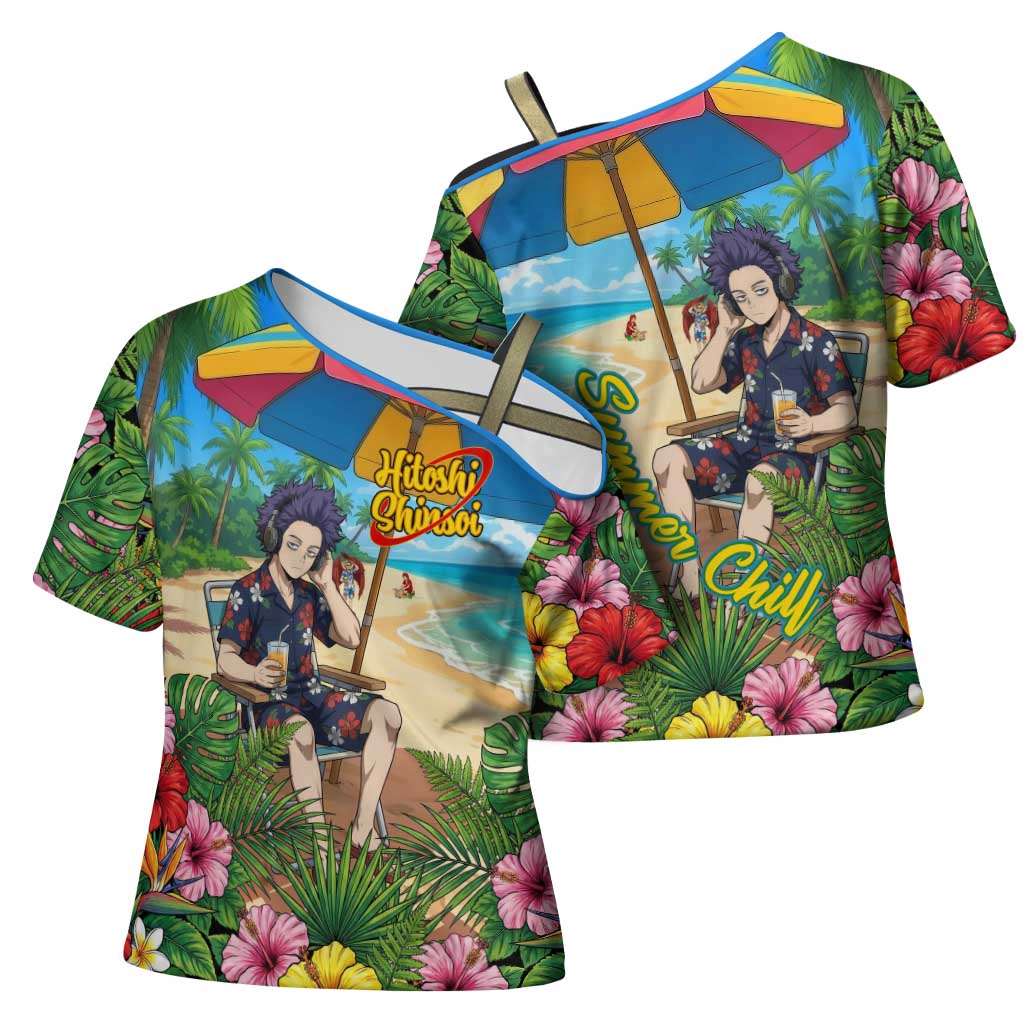 Hitoshi Shinso Summer Chill Cross Shoulder Shirt Tropical Anime Lounge Scene