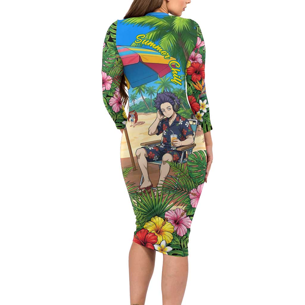 Hitoshi Shinso Summer Chill Family Matching Long Sleeve Bodycon Dress and Hawaiian Shirt Tropical Anime Lounge Scene