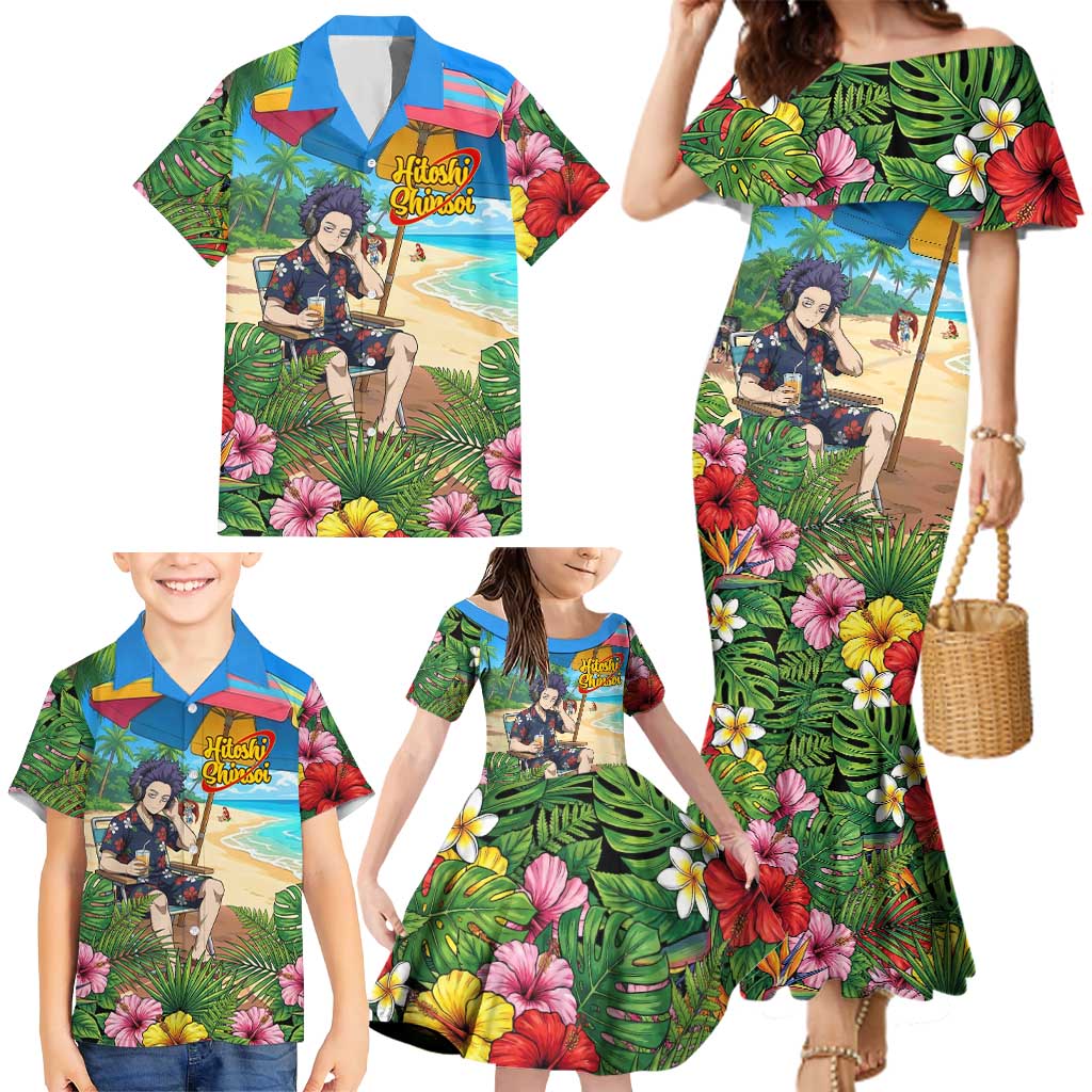 Hitoshi Shinso Summer Chill Family Matching Mermaid Dress and Hawaiian Shirt Tropical Anime Lounge Scene