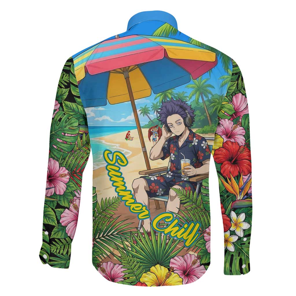Hitoshi Shinso Summer Chill Family Matching Off Shoulder Short Dress and Hawaiian Shirt Tropical Anime Lounge Scene