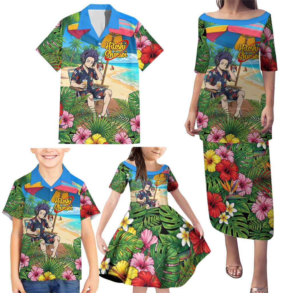 Hitoshi Shinso Summer Chill Family Matching Puletasi and Hawaiian Shirt Tropical Anime Lounge Scene