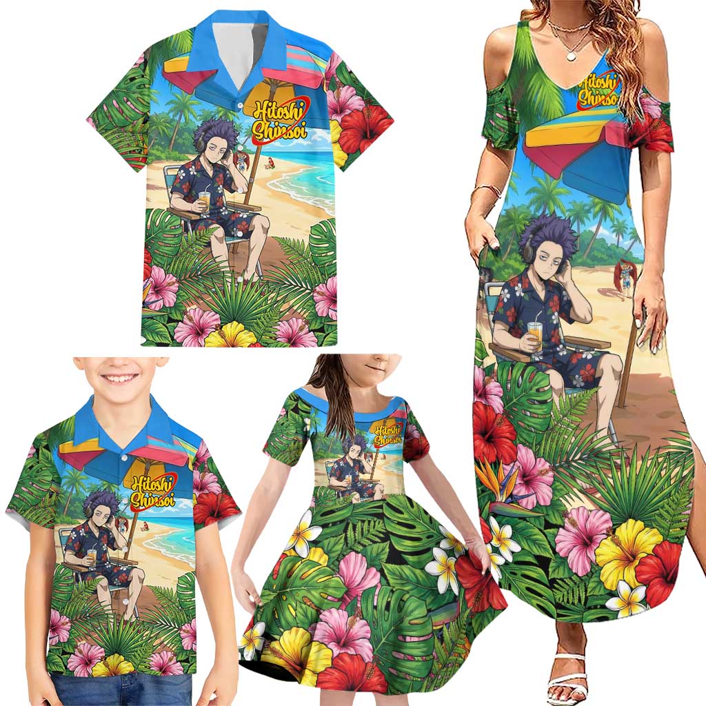 Hitoshi Shinso Summer Chill Family Matching Summer Maxi Dress and Hawaiian Shirt Tropical Anime Lounge Scene