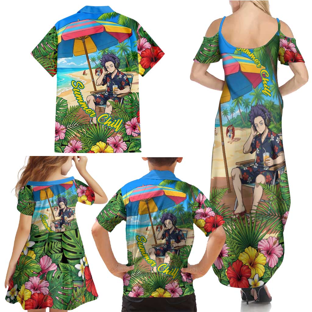 Hitoshi Shinso Summer Chill Family Matching Summer Maxi Dress and Hawaiian Shirt Tropical Anime Lounge Scene