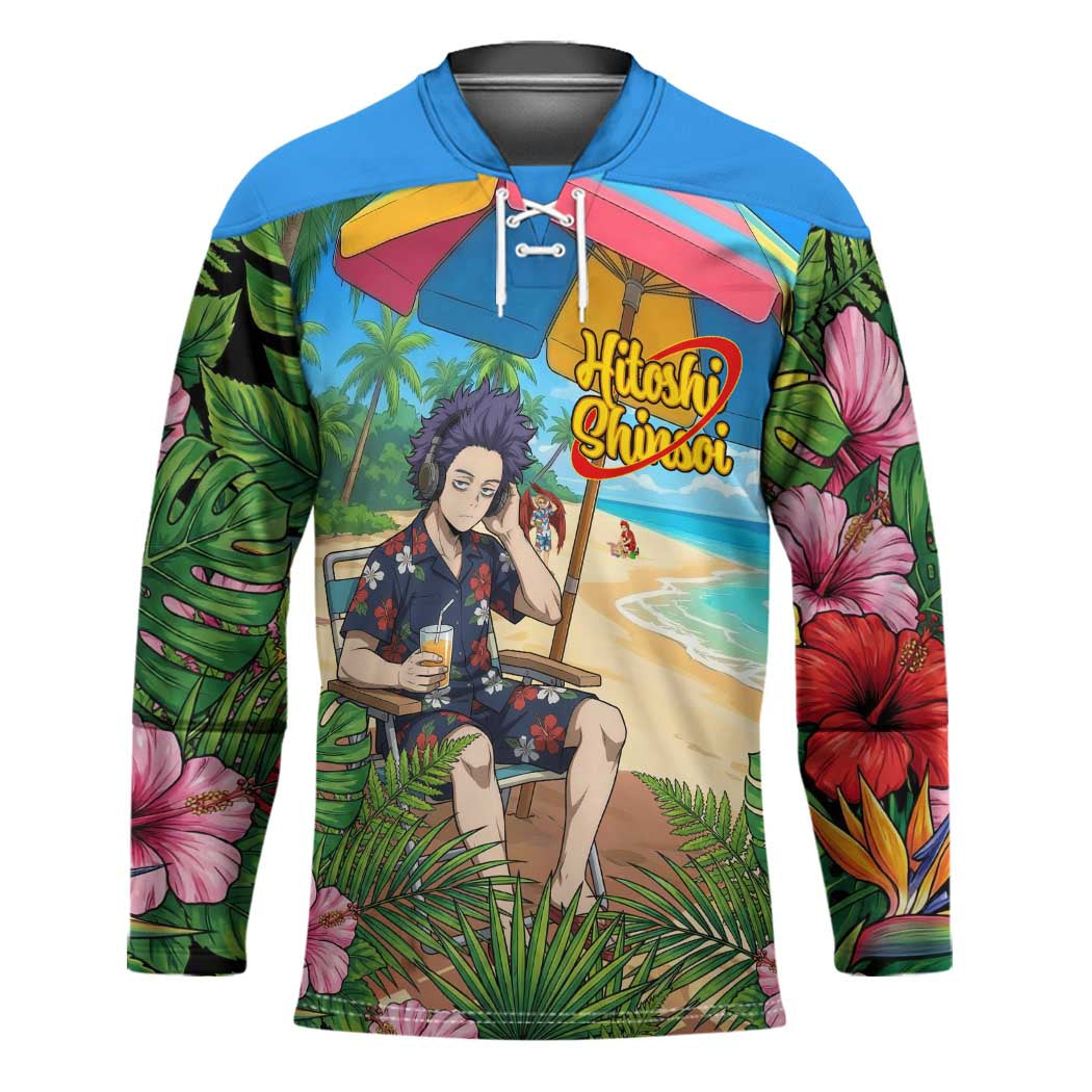 Hitoshi Shinso Summer Chill Hockey Jersey Tropical Anime Lounge Scene