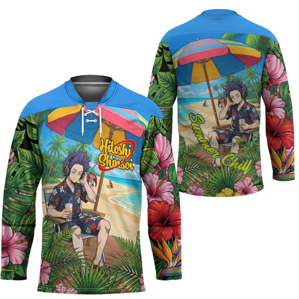 Hitoshi Shinso Summer Chill Hockey Jersey Tropical Anime Lounge Scene