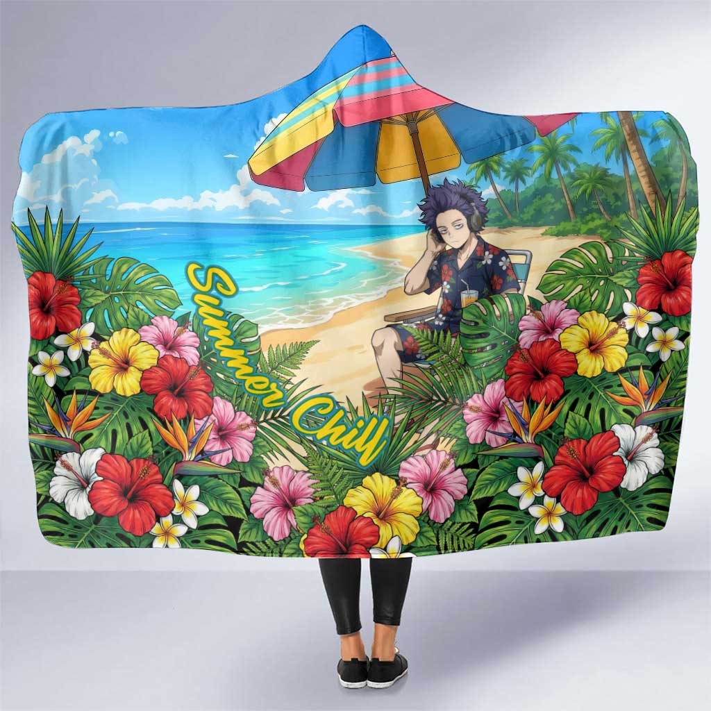 Hitoshi Shinso Summer Chill Hooded Blanket Tropical Anime Lounge Scene