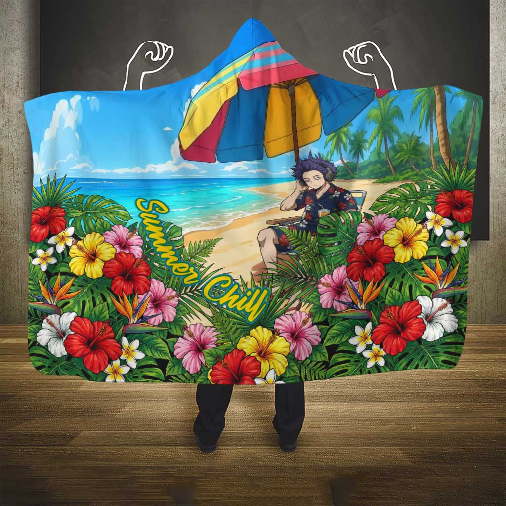 Hitoshi Shinso Summer Chill Hooded Blanket Tropical Anime Lounge Scene