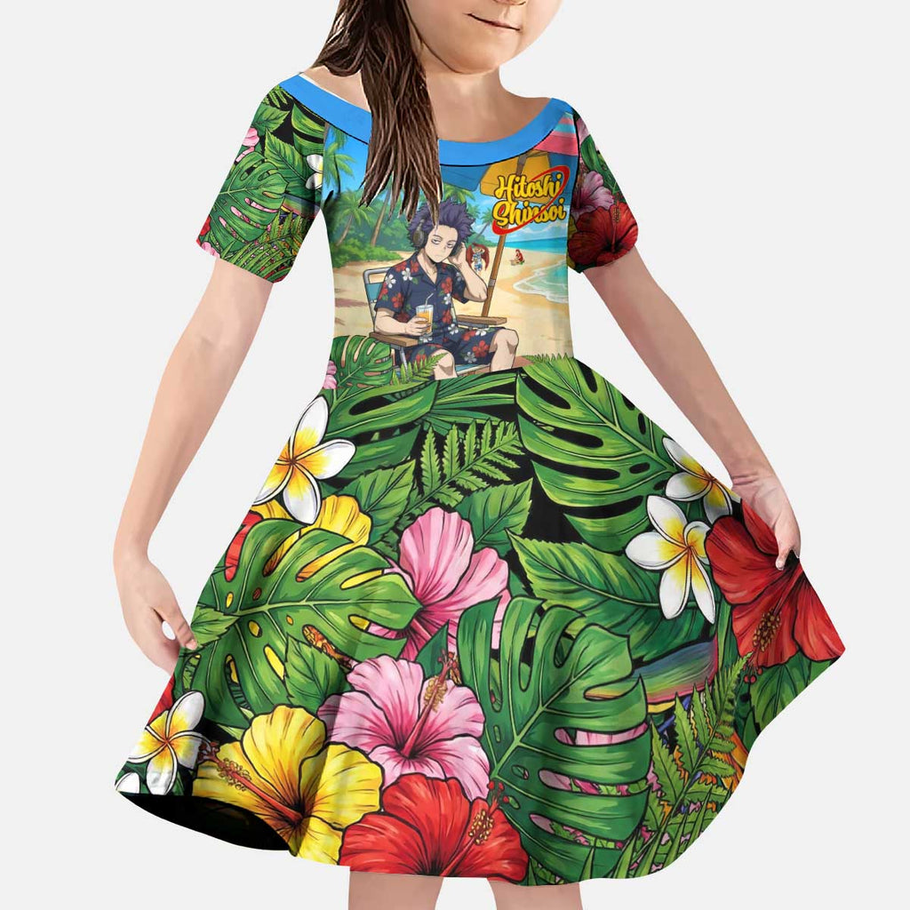Hitoshi Shinso Summer Chill Kid Short Sleeve Dress Tropical Anime Lounge Scene