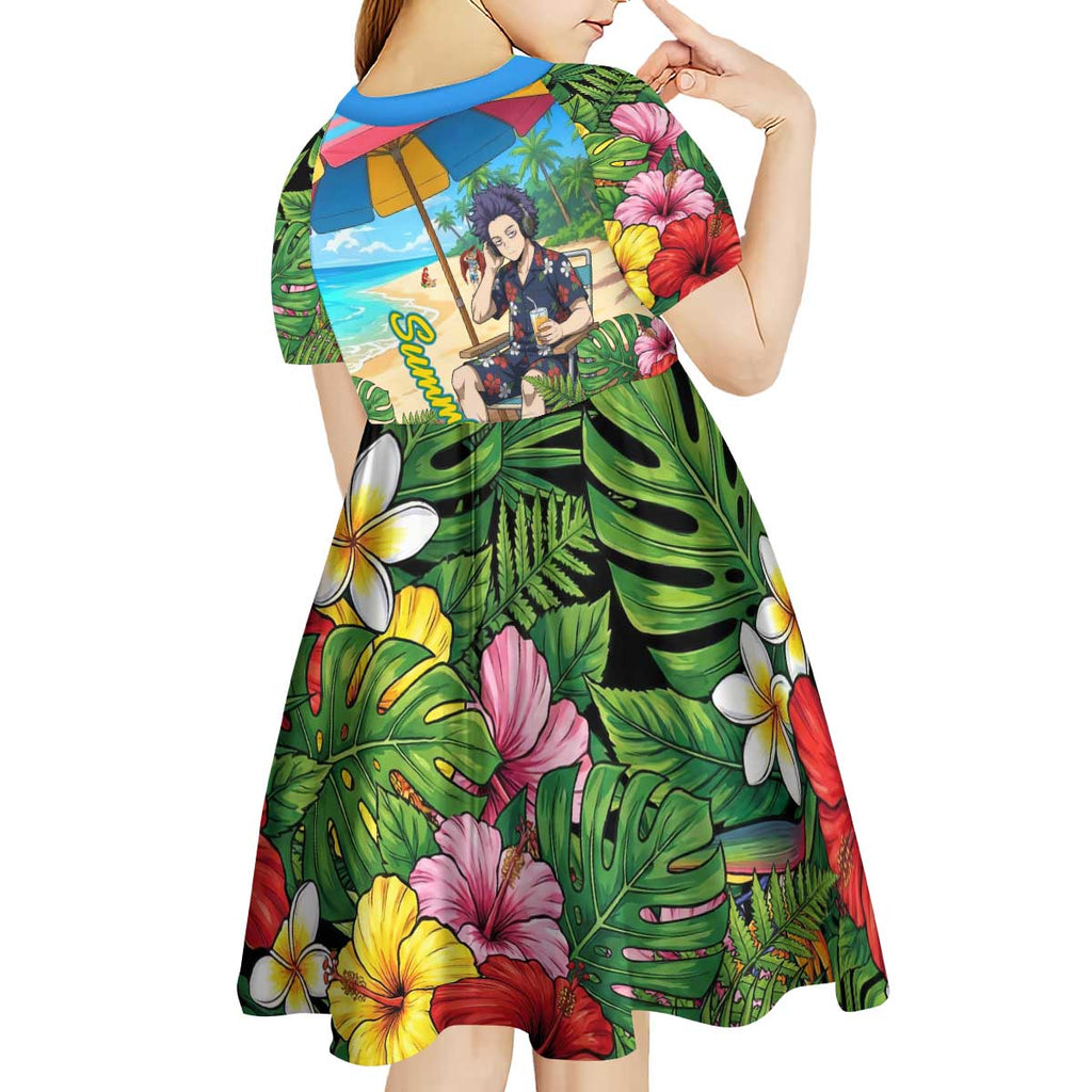 Hitoshi Shinso Summer Chill Kid Short Sleeve Dress Tropical Anime Lounge Scene