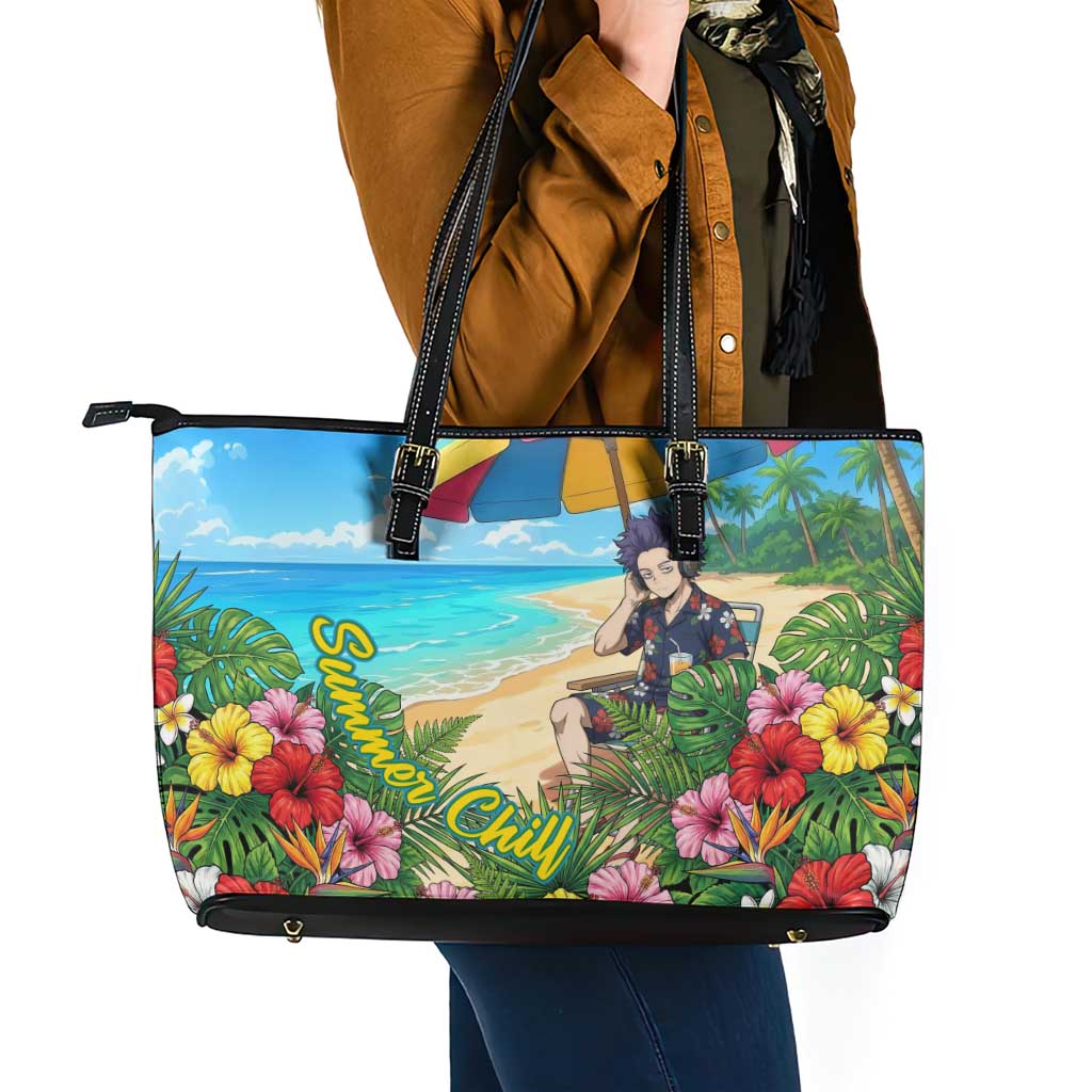 Hitoshi Shinso Summer Chill Leather Tote Bag Tropical Anime Lounge Scene