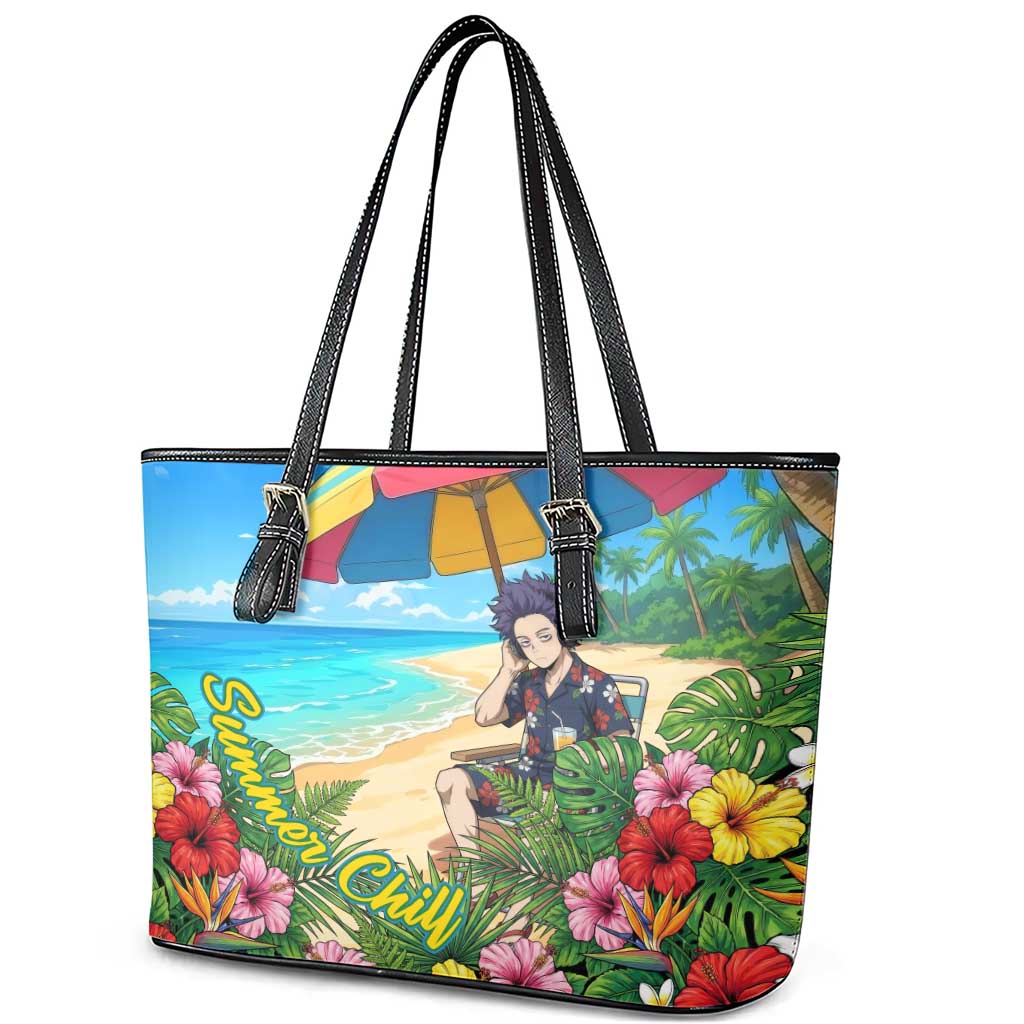 Hitoshi Shinso Summer Chill Leather Tote Bag Tropical Anime Lounge Scene