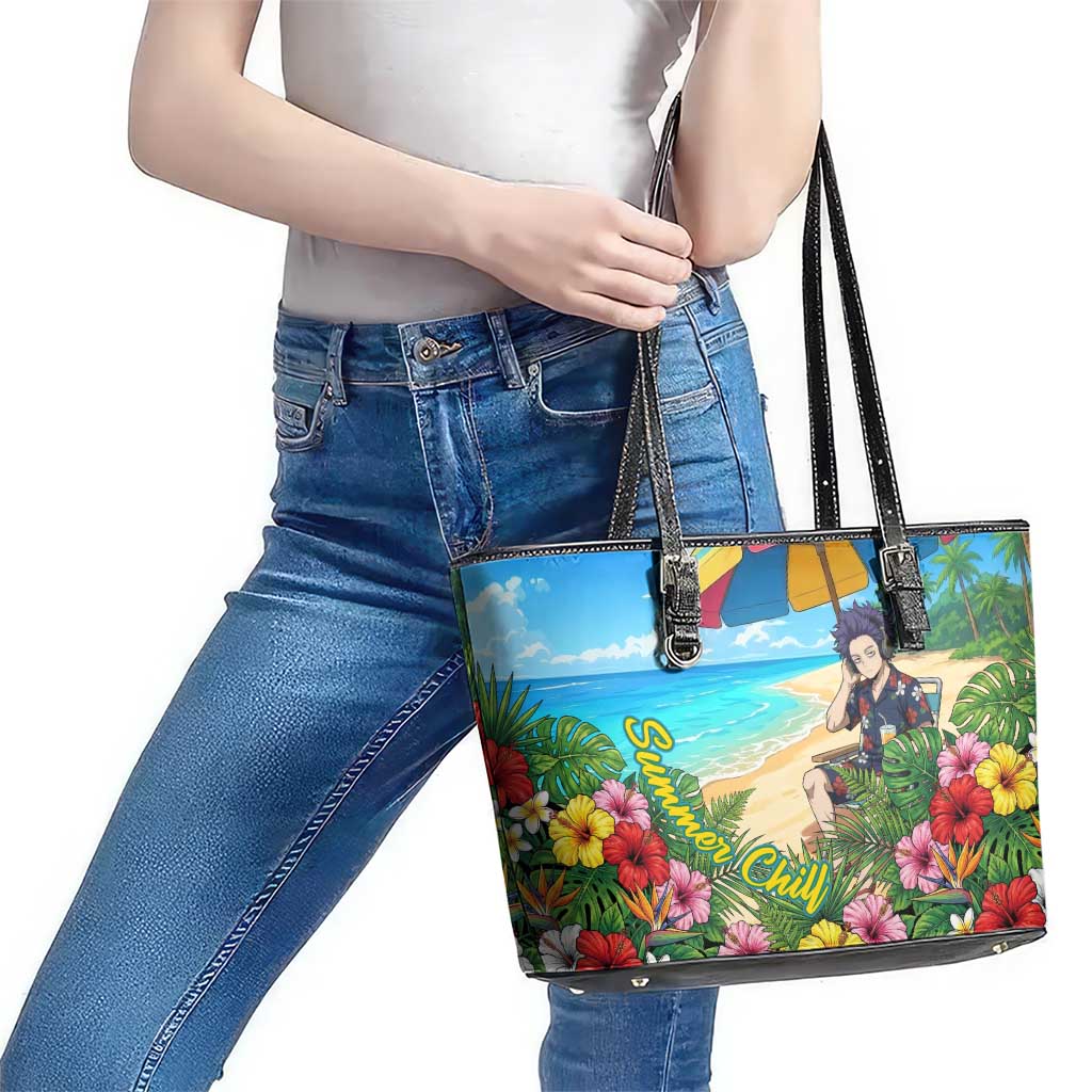 Hitoshi Shinso Summer Chill Leather Tote Bag Tropical Anime Lounge Scene