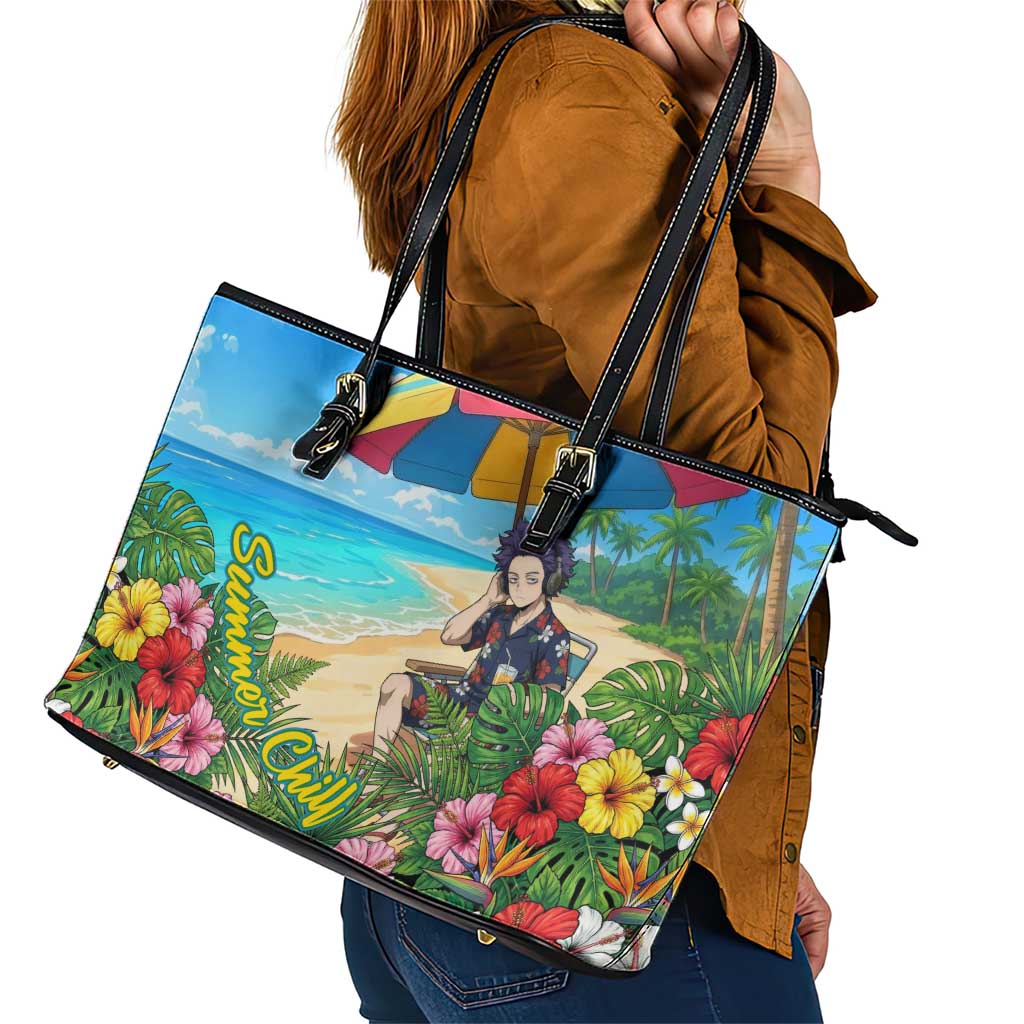 Hitoshi Shinso Summer Chill Leather Tote Bag Tropical Anime Lounge Scene