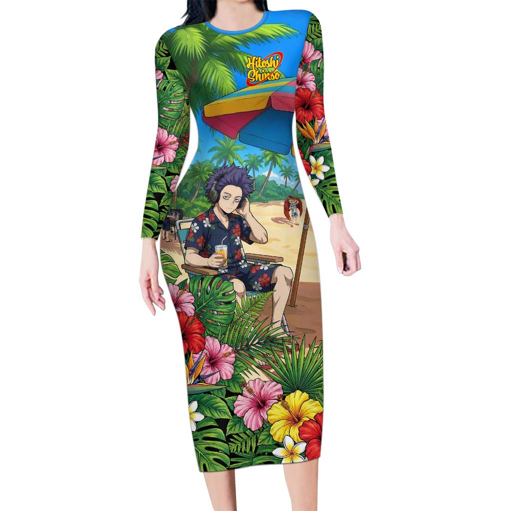 Hitoshi Shinso Summer Chill Long Sleeve Bodycon Dress Tropical Anime Lounge Scene