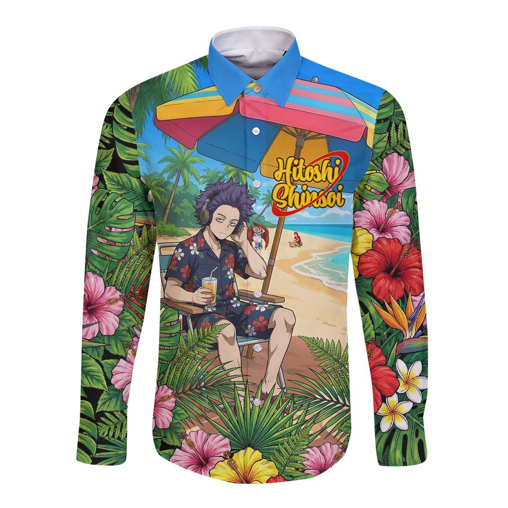 Hitoshi Shinso Summer Chill Long Sleeve Button Shirt Tropical Anime Lounge Scene