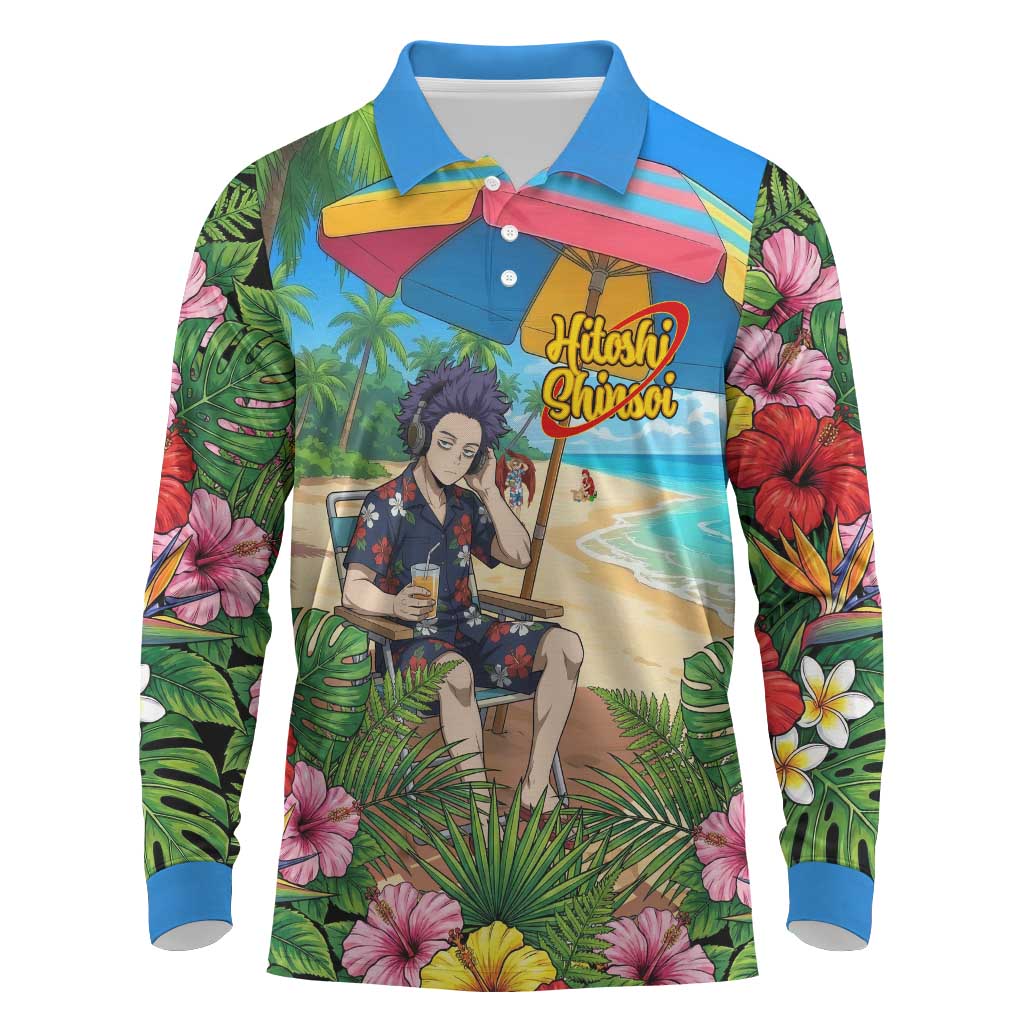 Hitoshi Shinso Summer Chill Long Sleeve Polo Shirt Tropical Anime Lounge Scene
