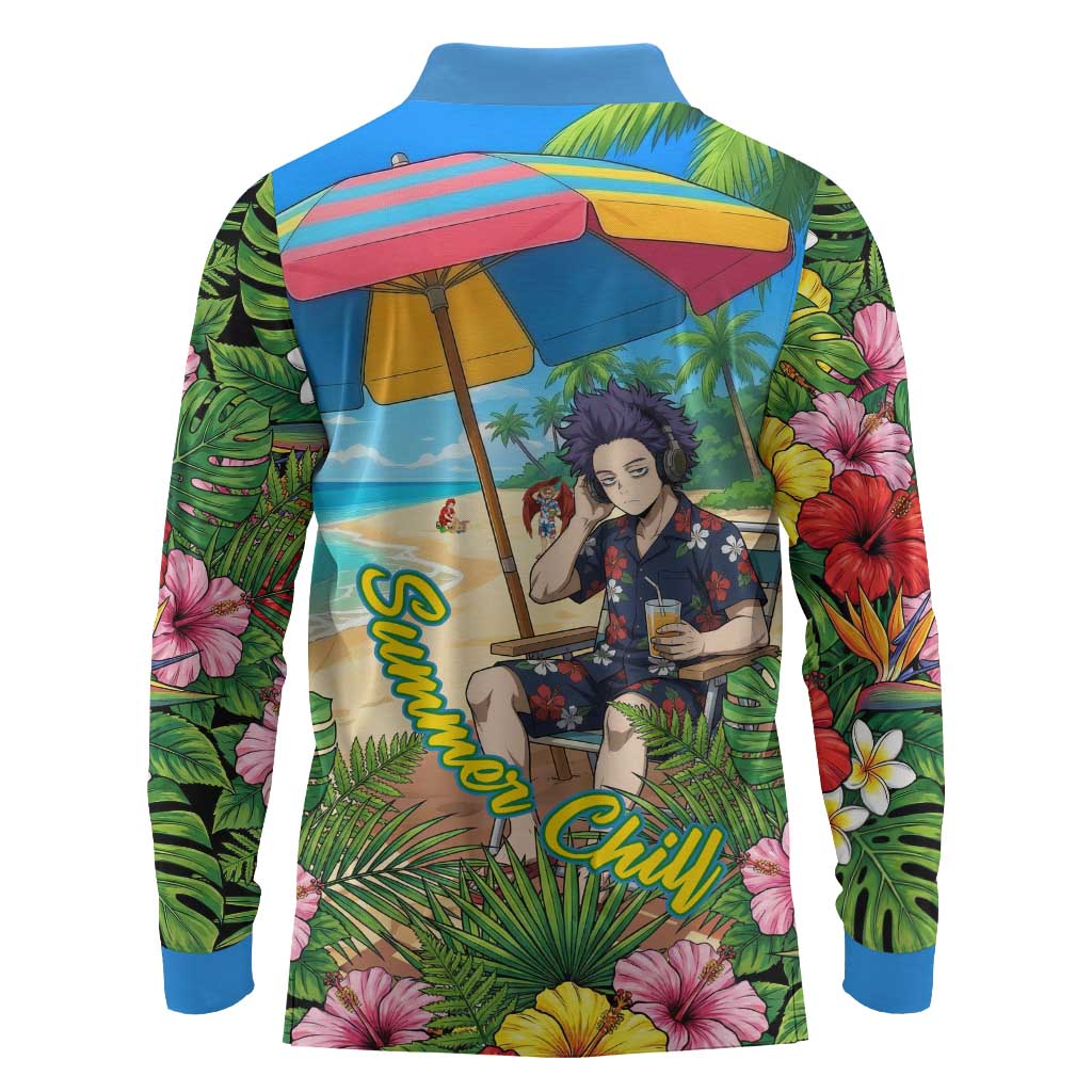 Hitoshi Shinso Summer Chill Long Sleeve Polo Shirt Tropical Anime Lounge Scene