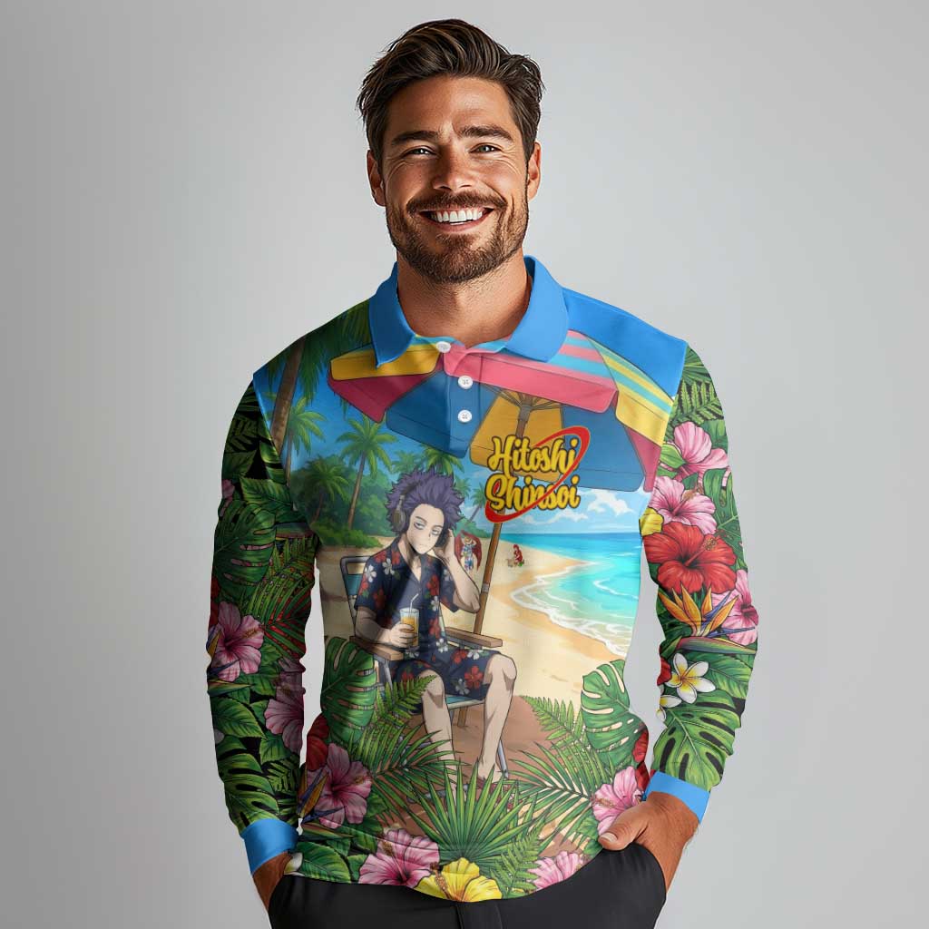 Hitoshi Shinso Summer Chill Long Sleeve Polo Shirt Tropical Anime Lounge Scene
