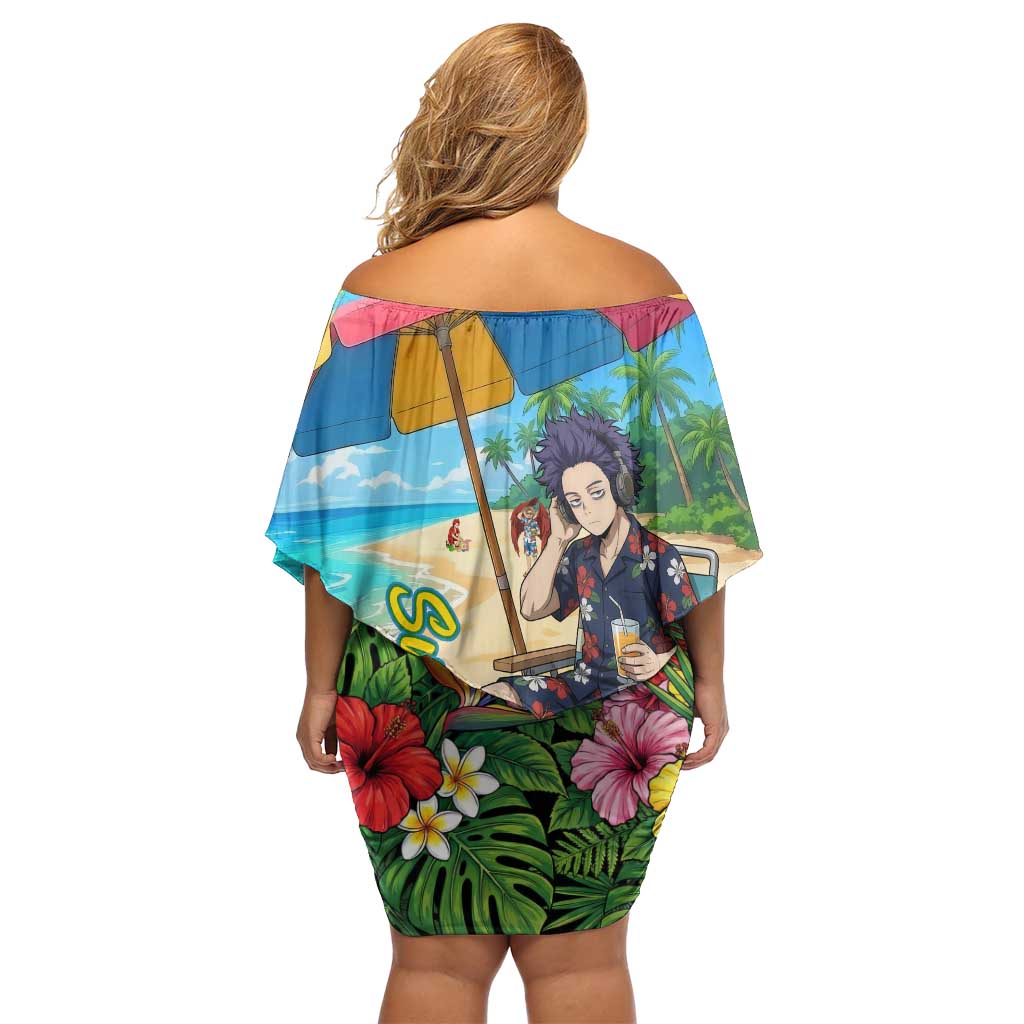 Hitoshi Shinso Summer Chill Off Shoulder Short Dress Tropical Anime Lounge Scene