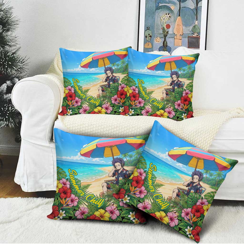 Hitoshi Shinso Summer Chill Pillow Cover Tropical Anime Lounge Scene