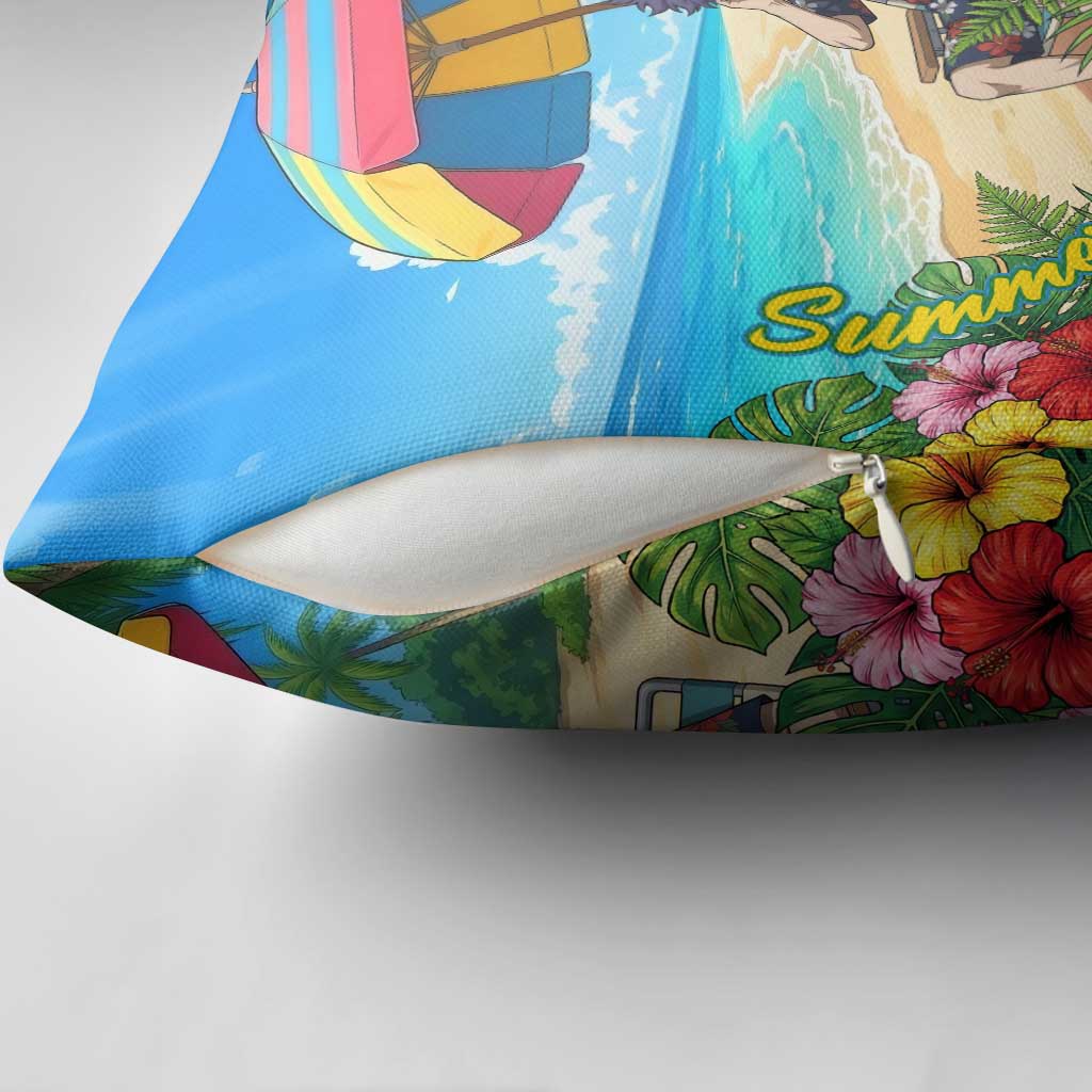 Hitoshi Shinso Summer Chill Pillow Cover Tropical Anime Lounge Scene