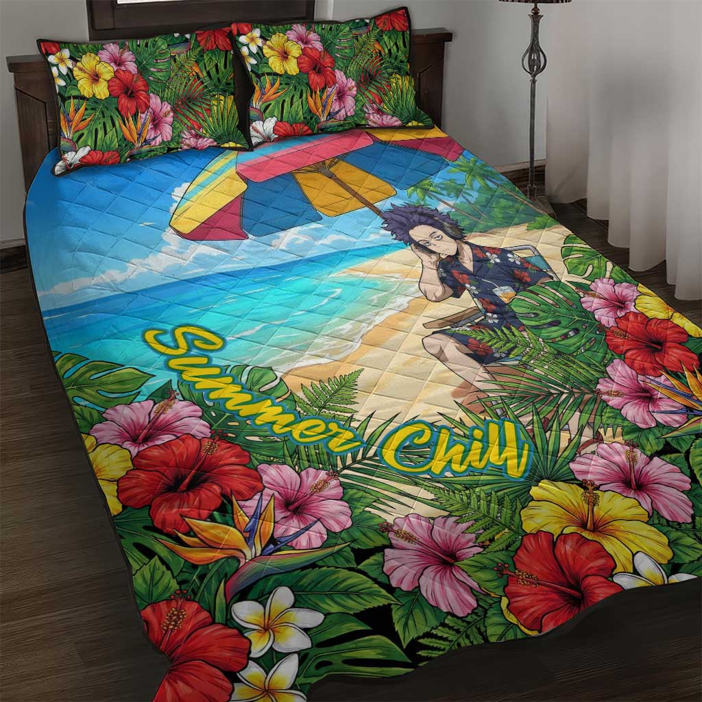Hitoshi Shinso Summer Chill Quilt Bed Set Tropical Anime Lounge Scene